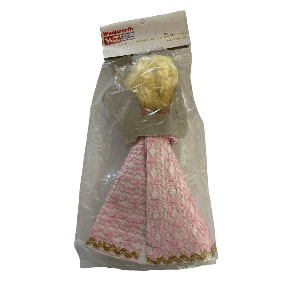 Woolco Christmas Celluloid Angel Pink MCM 8.5” Hong Kong 1960s Rare Kitsch New